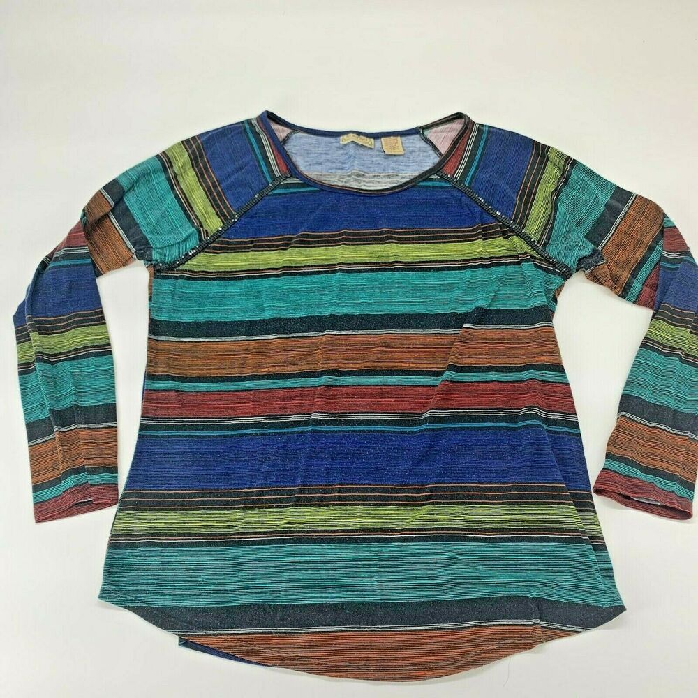 Art & Soul Multicolor Striped Long Sleeve Top Women’s Size Large